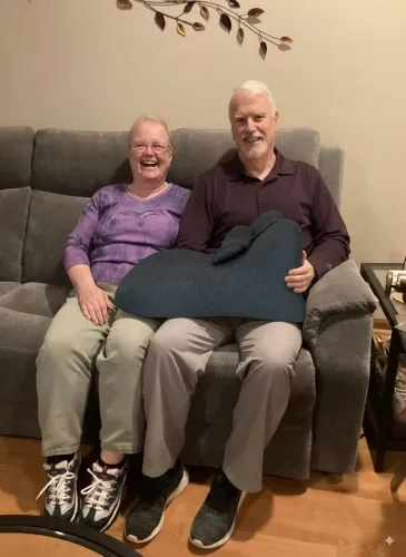 Senior couple sofa