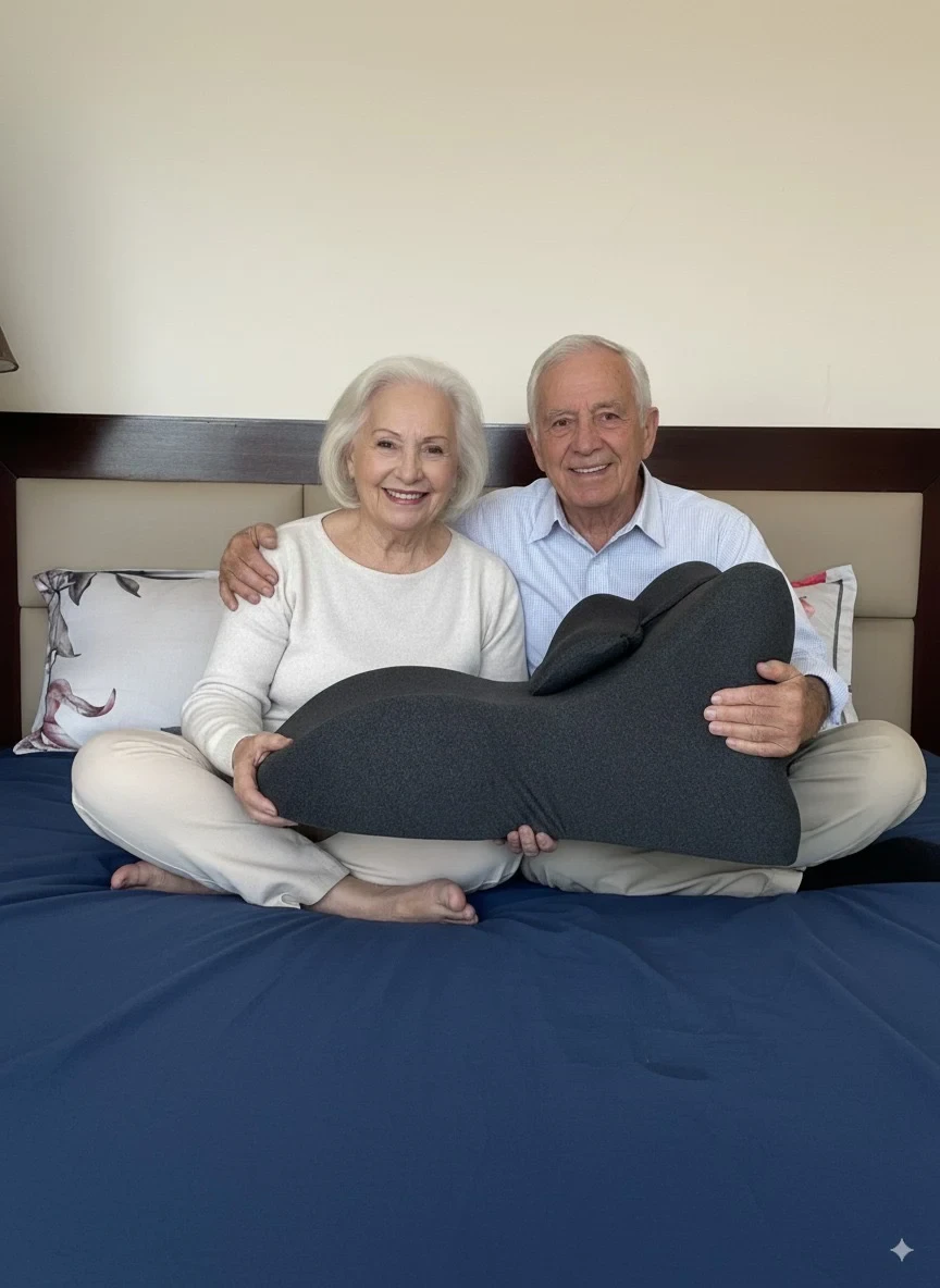 Elderly couple hugging